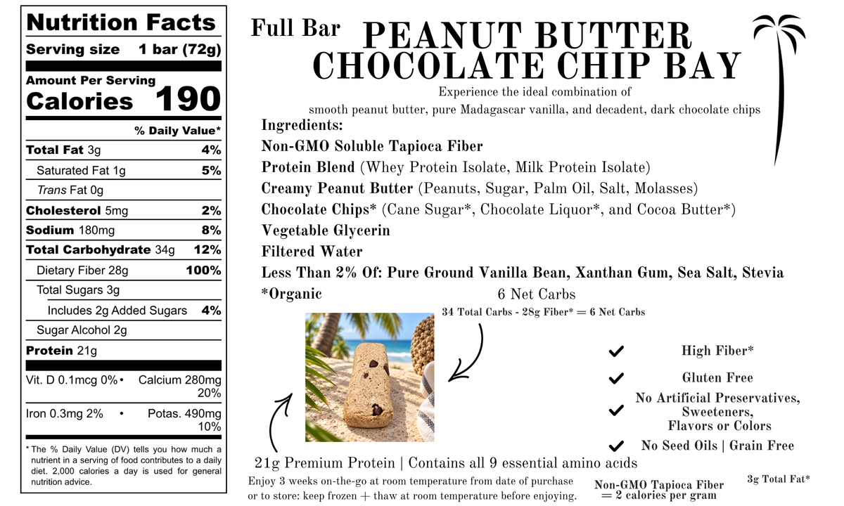 Brie's Bars | Full or Mini | Peanut Butter Chocolate Chip Bay