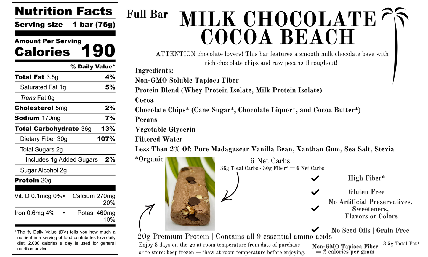WHOLESALE Brie's Bars | Full or Mini | Milk Chocolate Cocoa Beach