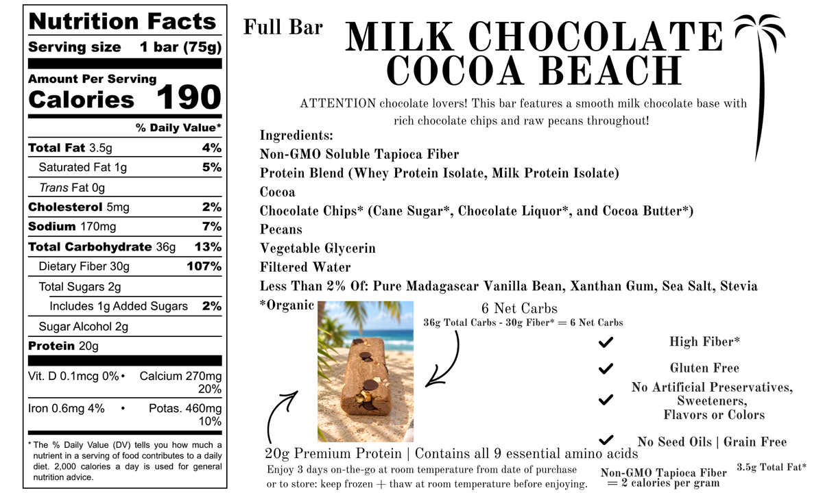 Brie's Bars | Full or Mini | Milk Chocolate Cocoa Beach