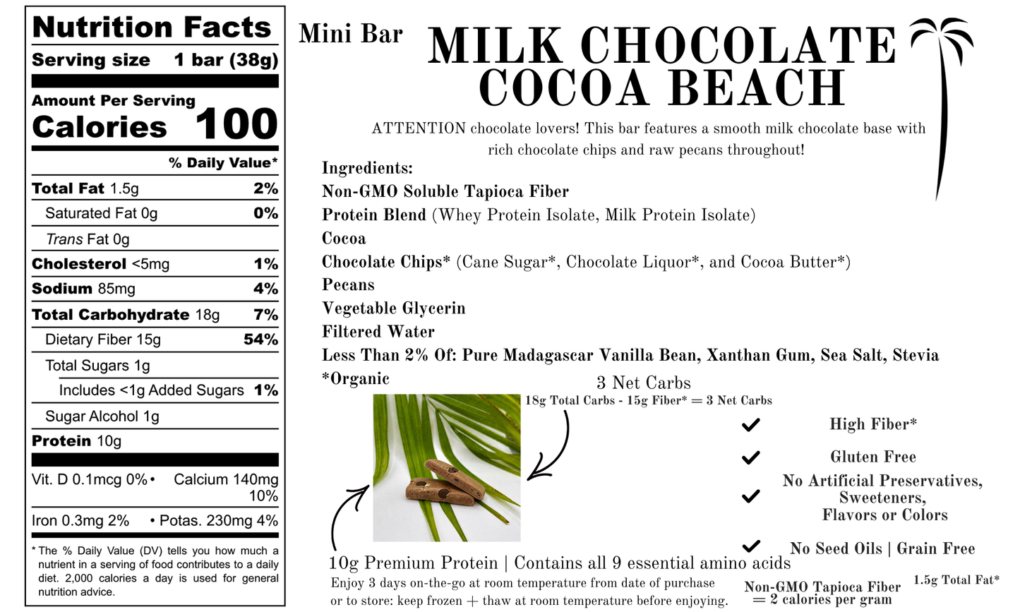 WHOLESALE Brie's Bars | Full or Mini | Milk Chocolate Cocoa Beach