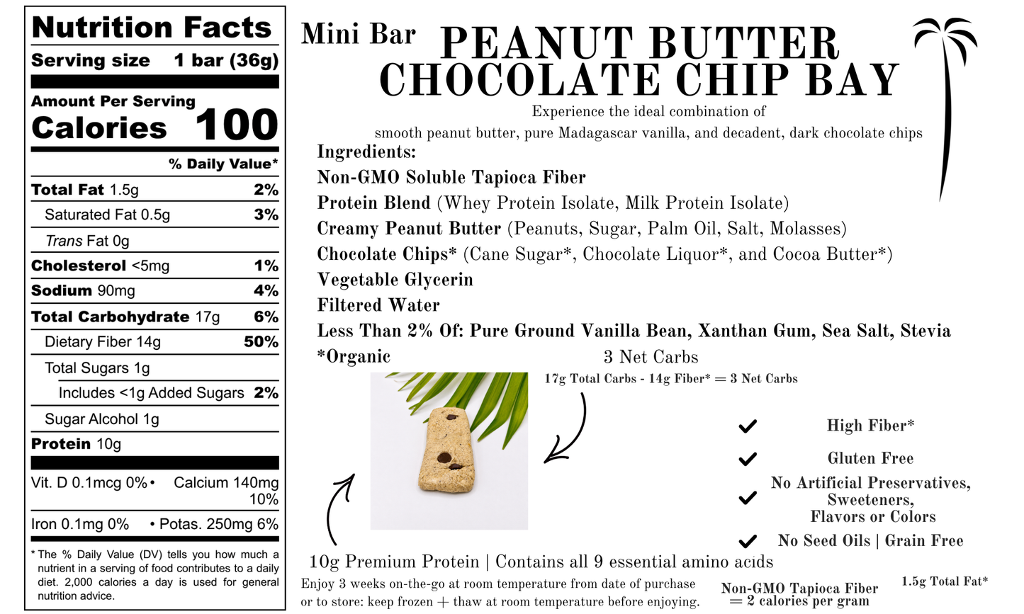 Brie's Bars | Full or Mini | Peanut Butter Chocolate Chip Bay
