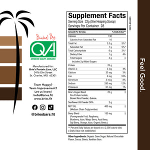 supplement facts brie's vegan protein powder